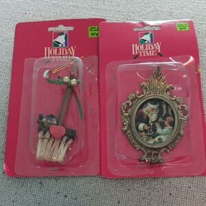 Holiday Time Festive Ornament Duo with Red and Gold Accents